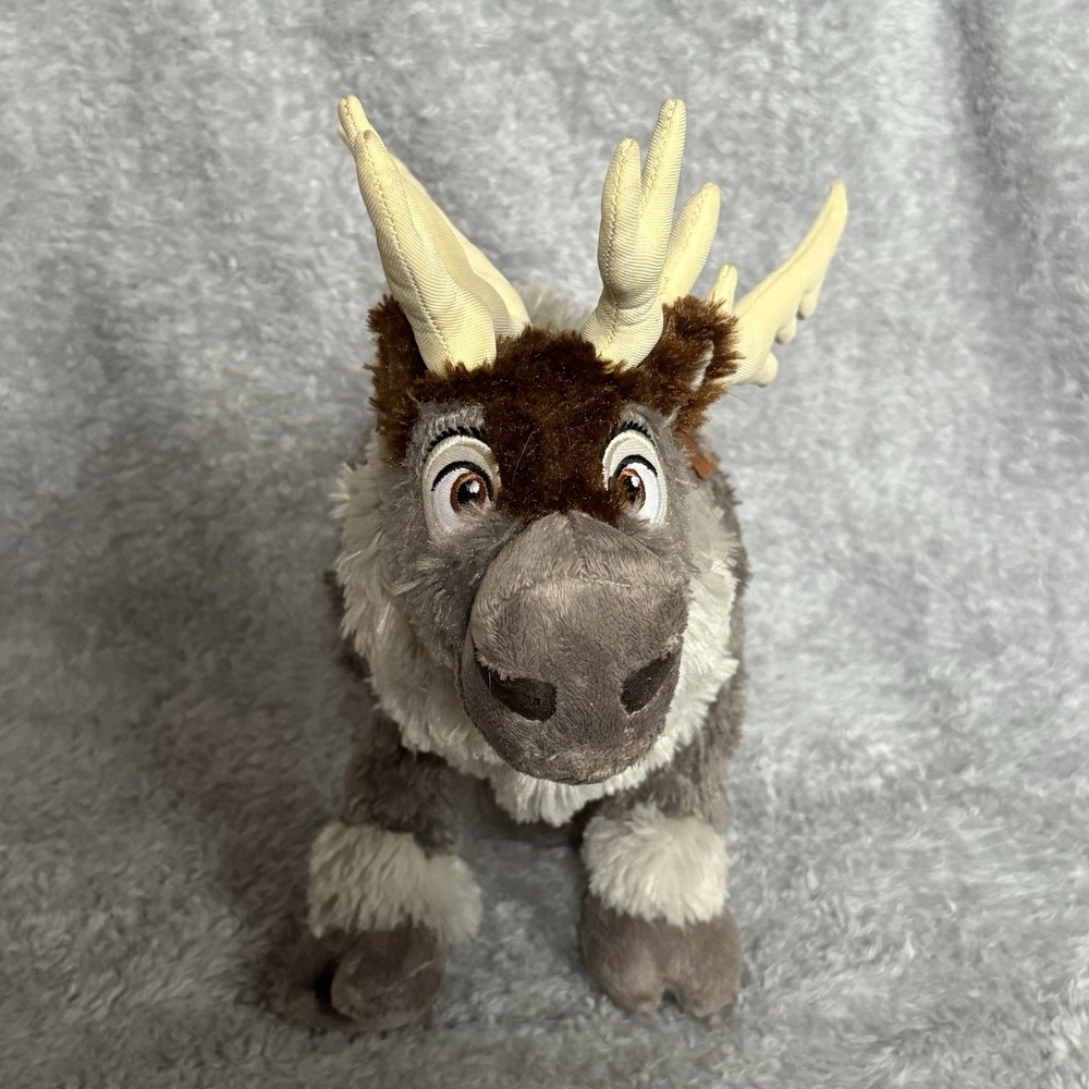 Disney Store Frozen Sven Reindeer Plush Stuffed Animal Gray Brown Soft Toy 12"